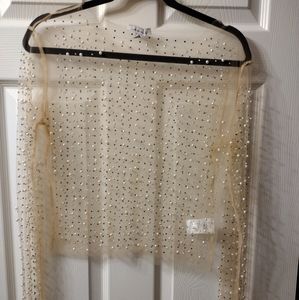 Sheer beaded long sleeve top
